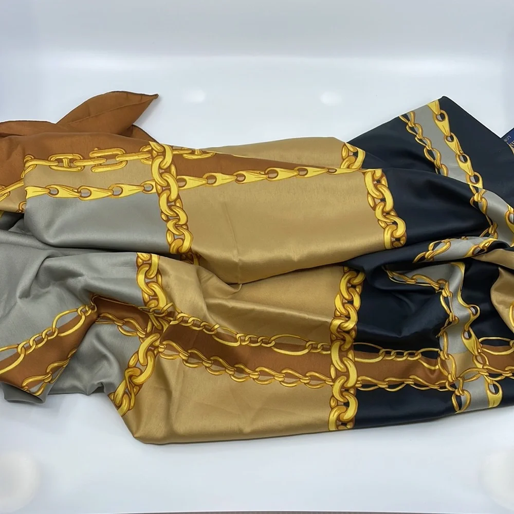 Eximious of London gold chain square scarf   34” x 34”